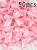50pcs, Ribbon Bow Craft Bow Pink White Floral Gift Tie Wedding Decoration Bow Bow DIY Birth Party Baking Decoration