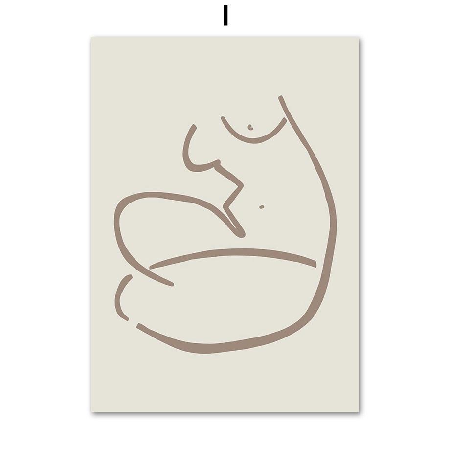 Abstract Geometry Curve Striped Girl Posters And Prints Wall Art Canvas Painting For Living Room Scandinavian Decorative Picture