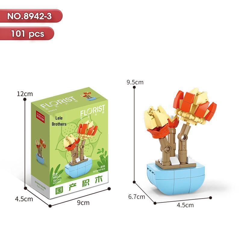 Succulent Bonsai Building Block Flowers - Compatible with Lego, Small Particle Assembly Toys for Girls