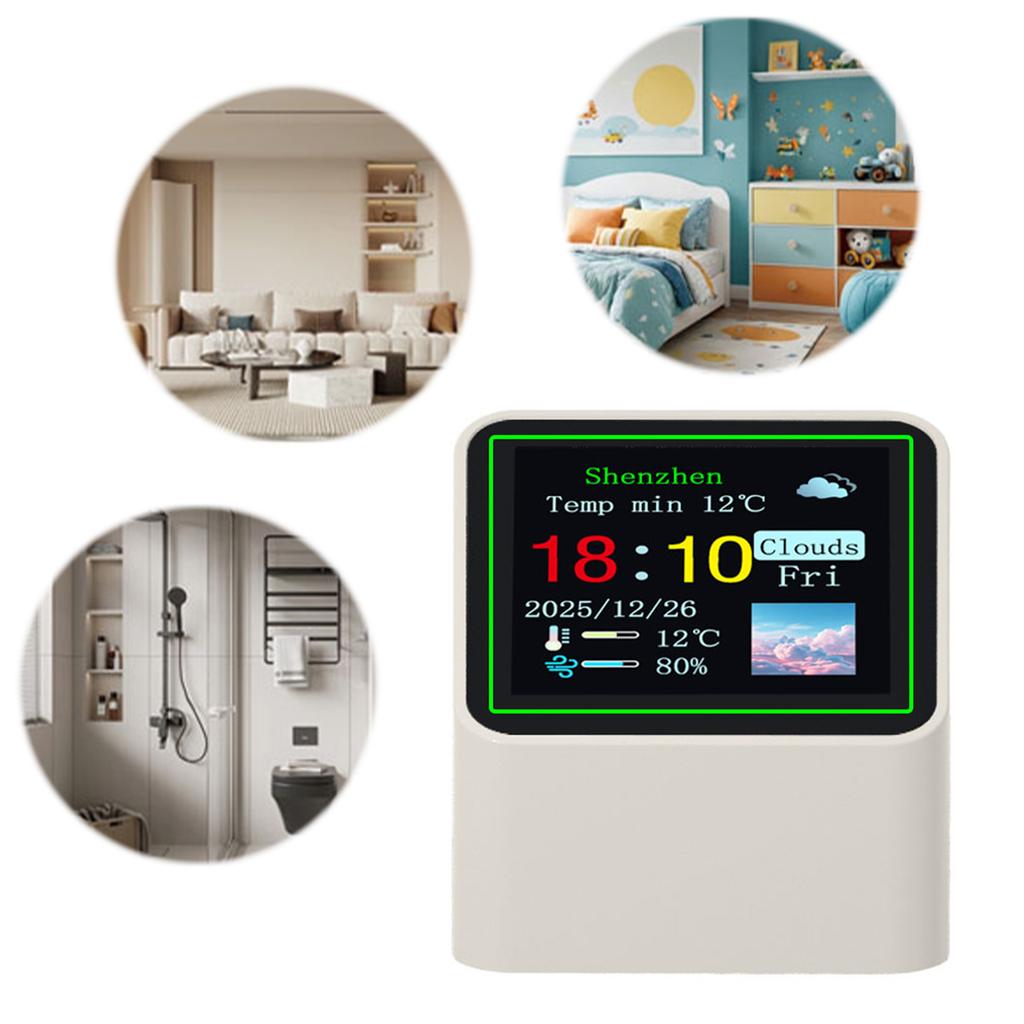 Smart WiFi Weather Digital Clock Station with Temperature Humidity Display Date for Kitchen Bathroom Office Bedroom Home