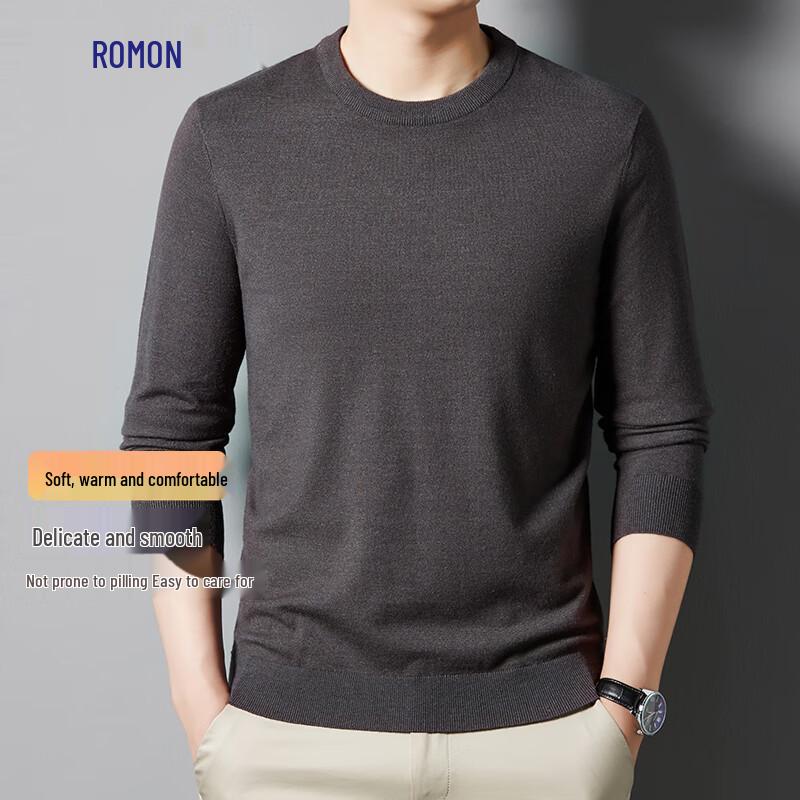 Romon Men's Autumn/Winter Round Neck Pullover Knit Sweater