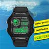 Top Brand New Nylon Canvas Men's Lightweight Square Classic Student Watch Retro Electronic Luminous Waterproof Sports Wristwatch