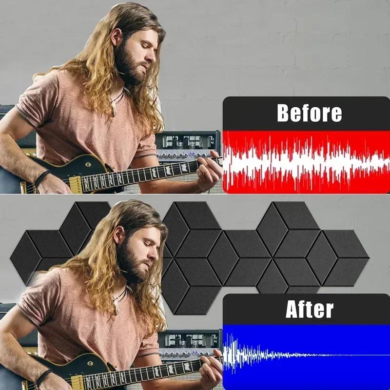 12 PCS Self-adhesive Hexagonal Acoustic Panels Acoustic Foam Panels Y-shaped Liner Design Absorbs Noise and Eliminates