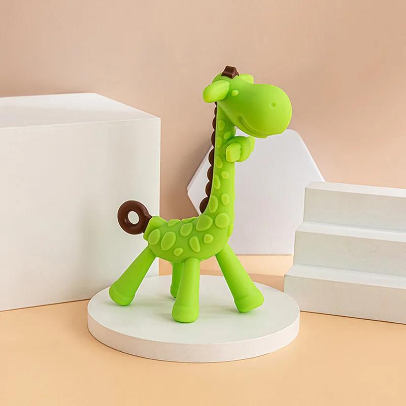 1Pcs Baby Teething Teether, Giraffe Shape Cartoon Baby Ring Teether, BPA-Free Silicone Chewing Charm, Baby Teething Teether