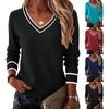 Dames gestreepte gebreide top met lange mouwen, casual, zacht, comfortabel, pullover trui