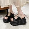 Fashion 8CM New Summer Women Slippers Flip-Flops Ladies Beach Bling Sandals Wedge Heels Shoes Black Woman Outside High Platform Slippers
