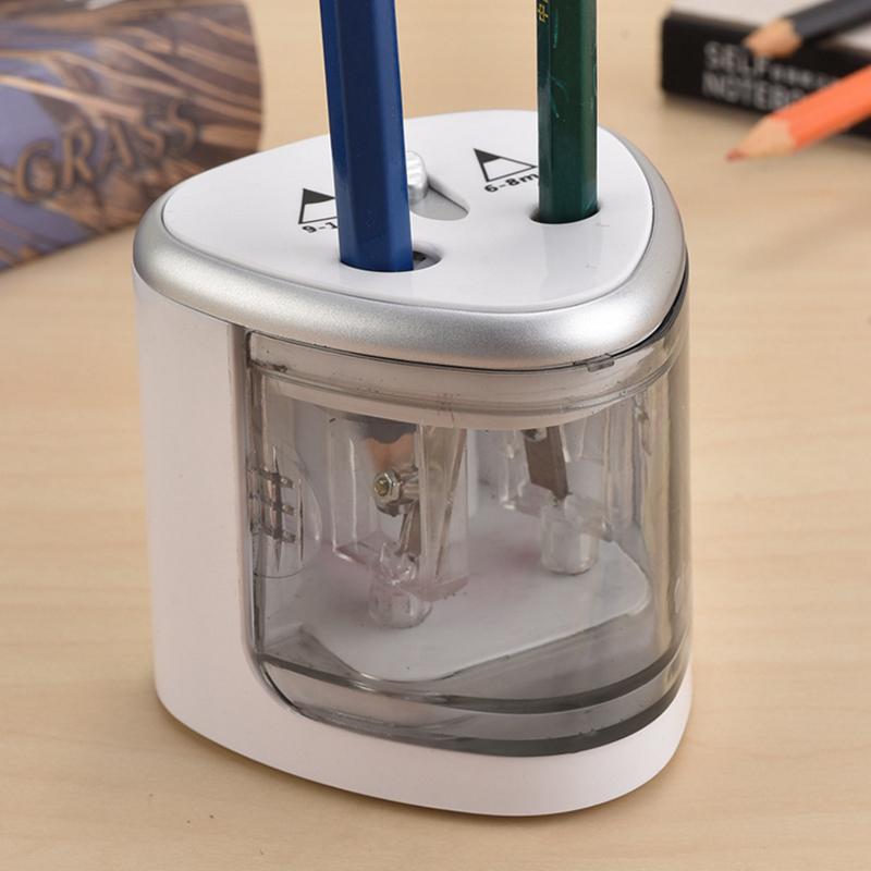 Automatic Pencil Sharpener Two-hole Electric Touch Switch Pencil Sharpener Stationery Home Office School Supplies