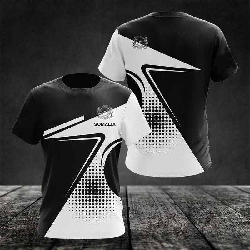 

Футболки с графикой флага Сомали, летняя мода, короткий рукав, 3D-печать национальной эмблемы, футболки, повседневная свободная одежда, уличный стиль, футболки, топы L