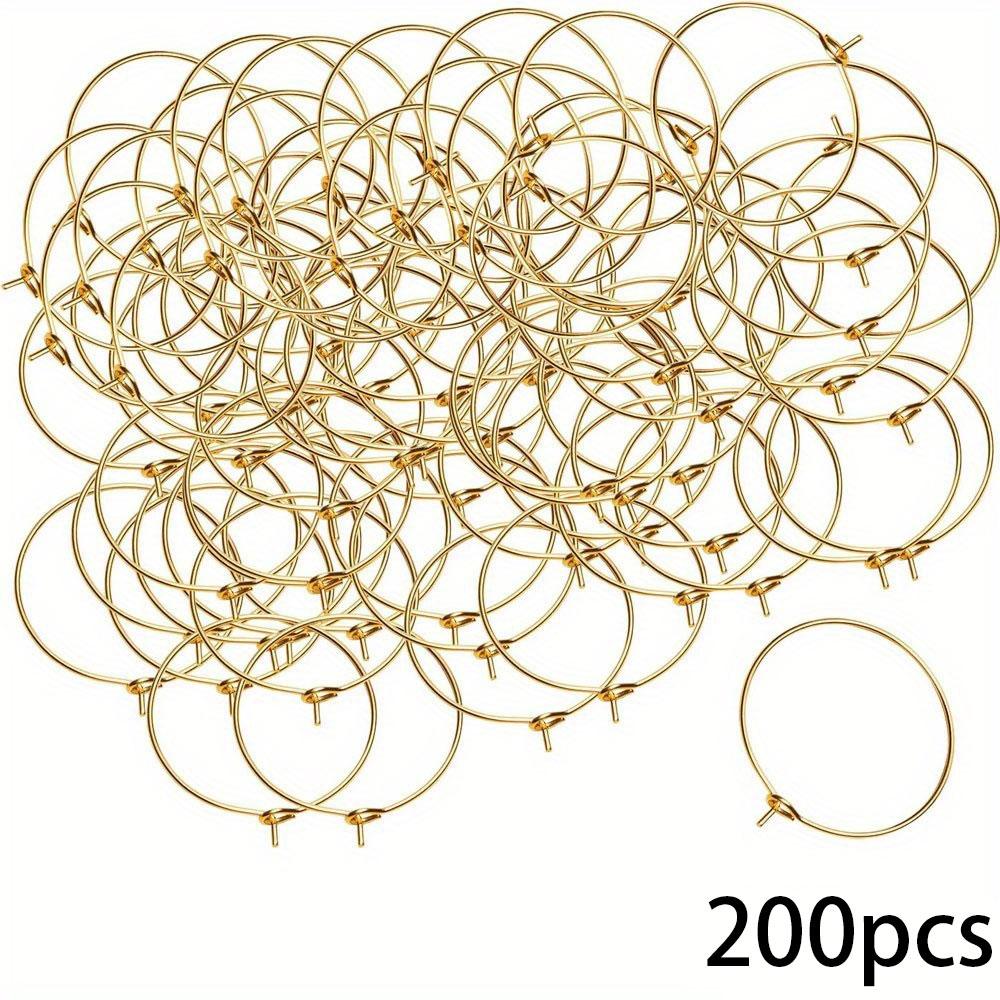 50/100/200ks slitinový držák náušnic, přívěsek kroužek na sklenici na víno, 25mm otevřené náušnice, kroužek s korálky, oblíbené na párty