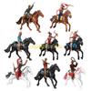 45BE Pack Of 8 Cowboy Horse and Indian Figurines Plastic Office Desk Decoration for Kids and Adults
