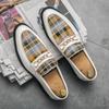 Brand New High-quality Italian Men's Loafers, Luxurious Leather, One Foot British Style Striped Soft Shoes, Moccasin Shoes