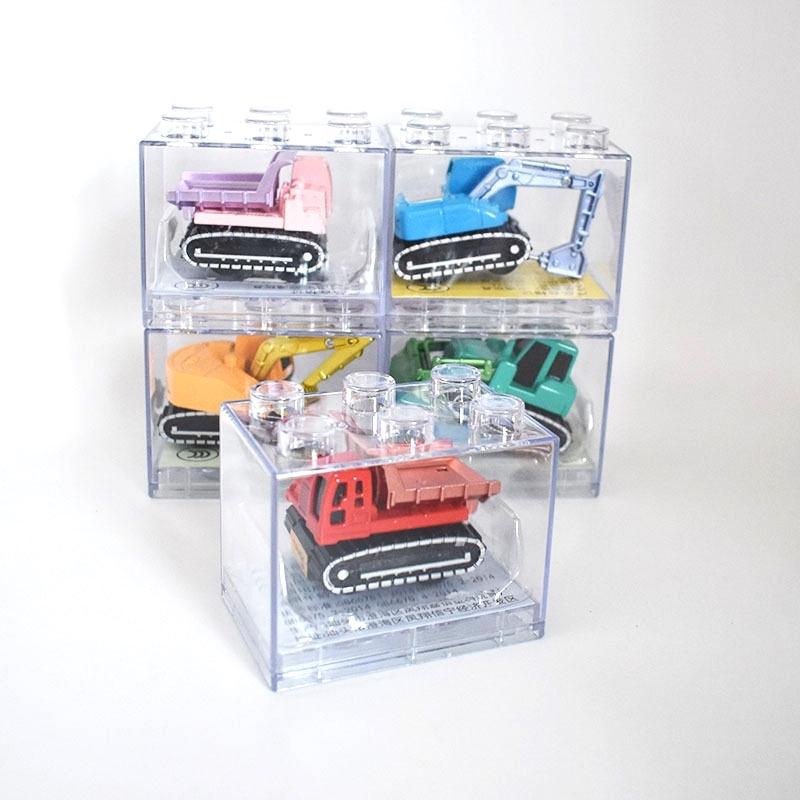 1Pcs Alloy Car Model Simulation Engineering Car Pull Back Car Toy With Transparent Storage Box Sliding Inertia Model Car Toy