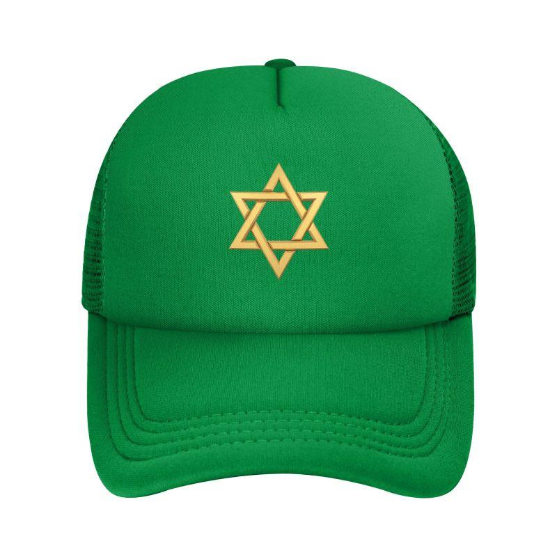 Star of David Print Mesh Baseball Cap Unisex Solid Color Adjustable Sun Hat Summer Breathable Snapback Hat Trucker Hats