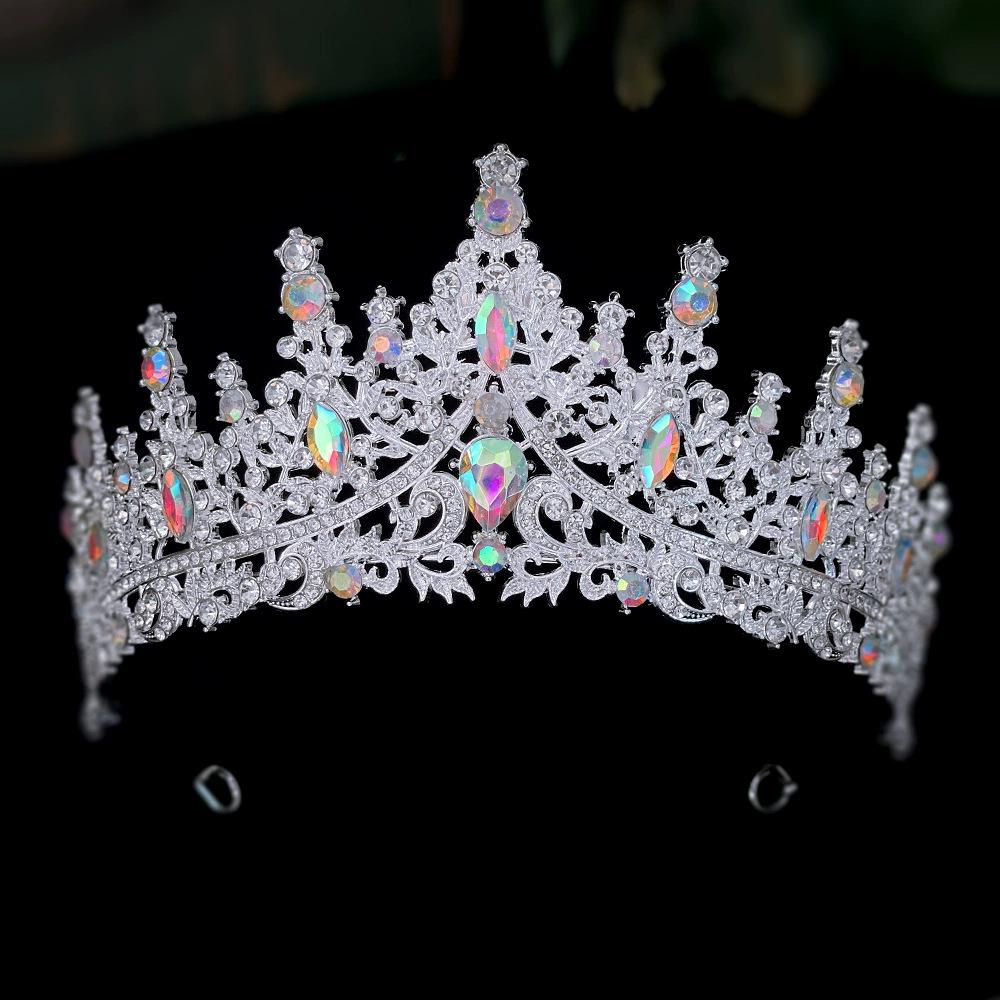 Bride Crown Wedding Dress  Party Crown Birthday Performance Carnival  Crystal Hair Accessory