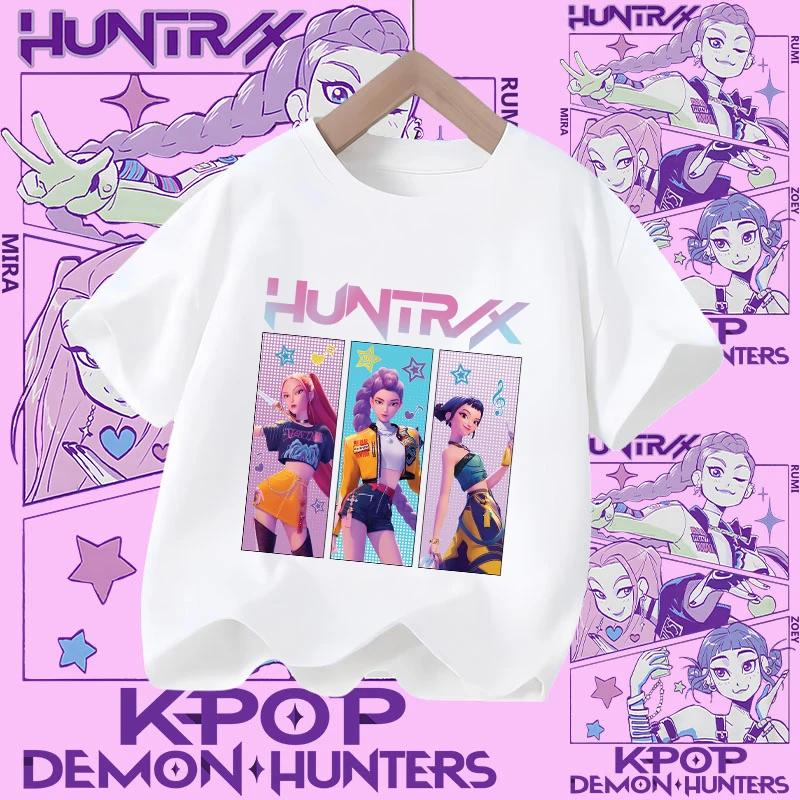 2026 Hot Movie Soft Polyester Baby Girls T Shirt Children's Clothing KPop Demon Hunters Fans Gifts Kids Clothes Fashion Casual Tops