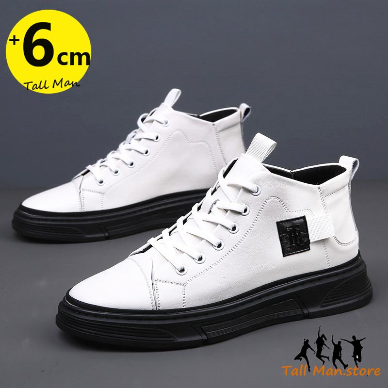Martin Men Boots Elevator Shoes Insole 6Cm Man Leather Motorcycle Winter Fashion Black