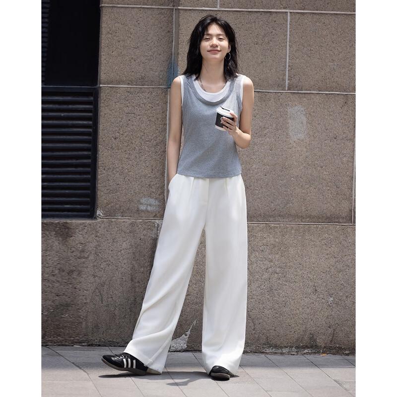 Demana Faux Two-Piece U-Neck Vest T-Shirt