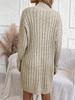 Damen Herbst Winter Warm Gestricktes Langes Pulloverkleid Einfarbig Halber Rollkragen Langarm Locker Lässig Midi-Kleider