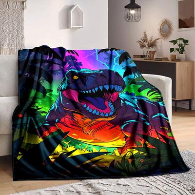 1pc Dinosaur Print Blanket Lightweight Blanket Throw Blanket For Sofa, Bed, Travel, Camping, Livingroom, Office, Couch, Chair Yy251010079