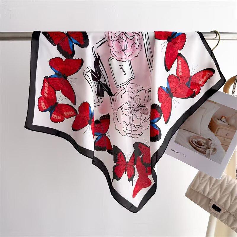 70Cm Cashew Print Scarf Universal Imitation Silk High-End Square Scarf Clothing Accessories Kerchief Shawl Protection Headscar