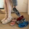 Women's Flat Ballet Shoes New Spring Summer Fashion Vintage Satin Mary Jane Shoes Female Elegant Bow Single Shoes Zapatos Mujer