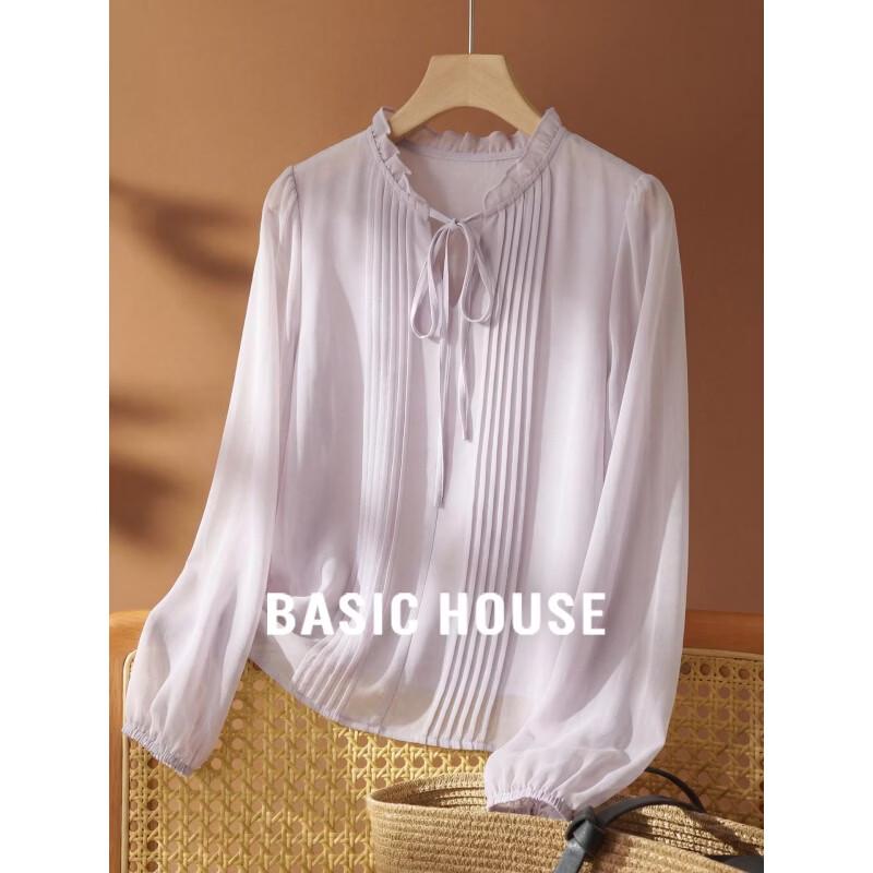 Basic House Ruffle Neck Chiffon Blouse M