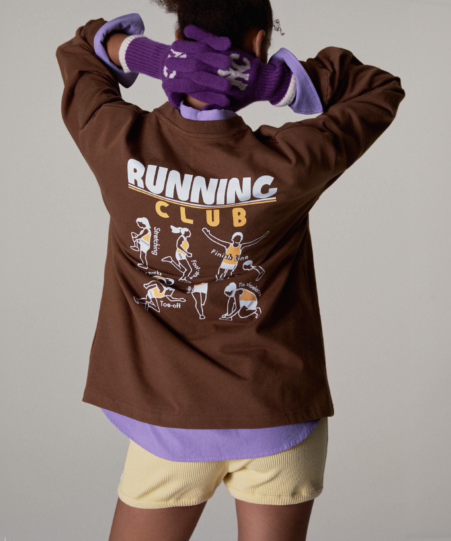 Noang Running Club Long Sleeve T-Shirt Brown Brown/S