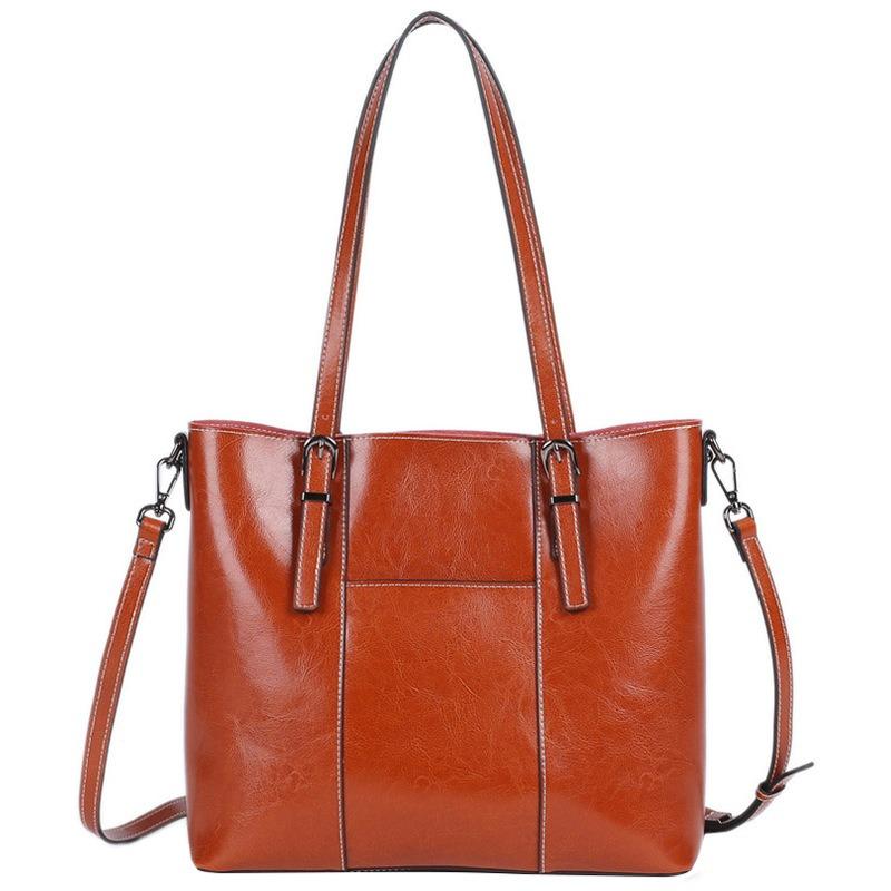 Leather Women's Bags, Large Bags, New Retro Shoulder Bags, Women's Large-capacity Tote Bags, Commuter Bucket Bags.