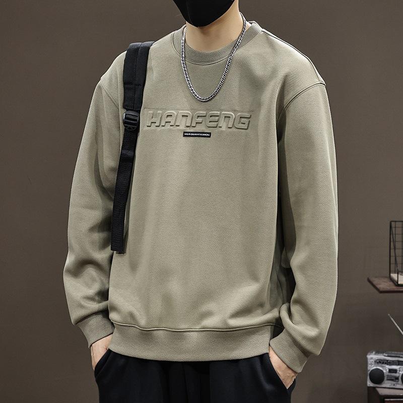 Maglione Trend Primavera e Autunno Uomo Stampa Alfabeto Tendenza Lento Casual Versatile Maglione Girocollo da Uomo
