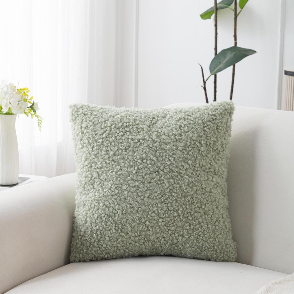 Solid Color Plush Pillow Cover Teddy Velvet Thicke Pillowcase Ultra-Soft Modern Minimalist Sofa 40/45cm Cushion Cover Home Decor