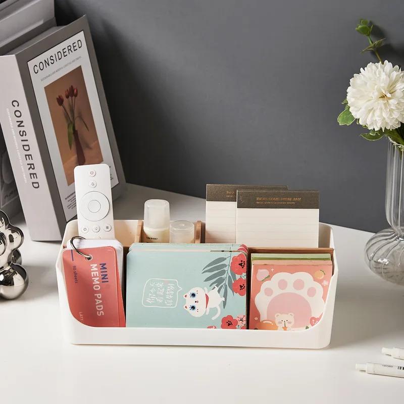 Bamboo and Wood Storage Box Removable Multi-function Large Basket Capacity Sundries Storage Box Home Organization Storage