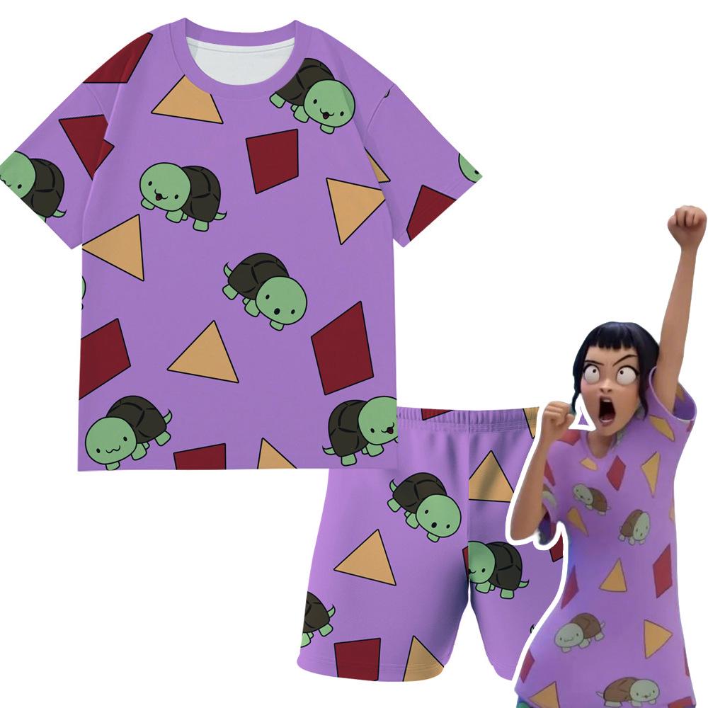 MIRA Kpop Dämonenjäger Pyjama-Set - Lila Bär Cosplay für Kinder, Kurzarm & Shorts