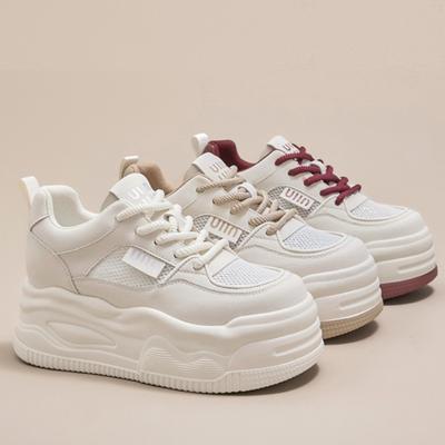 Summer Dad Shoes Women's Casual Shoes 8CM Thick Sole Height Increase White Shoes Breathable All-match Women's Shoes