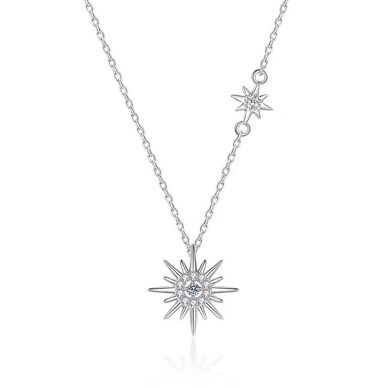 Moissanite Sun Pendant Necklace Women Sterling Chic Locket Chain Jewelry With Zircon Accents 925 Sterling Silver