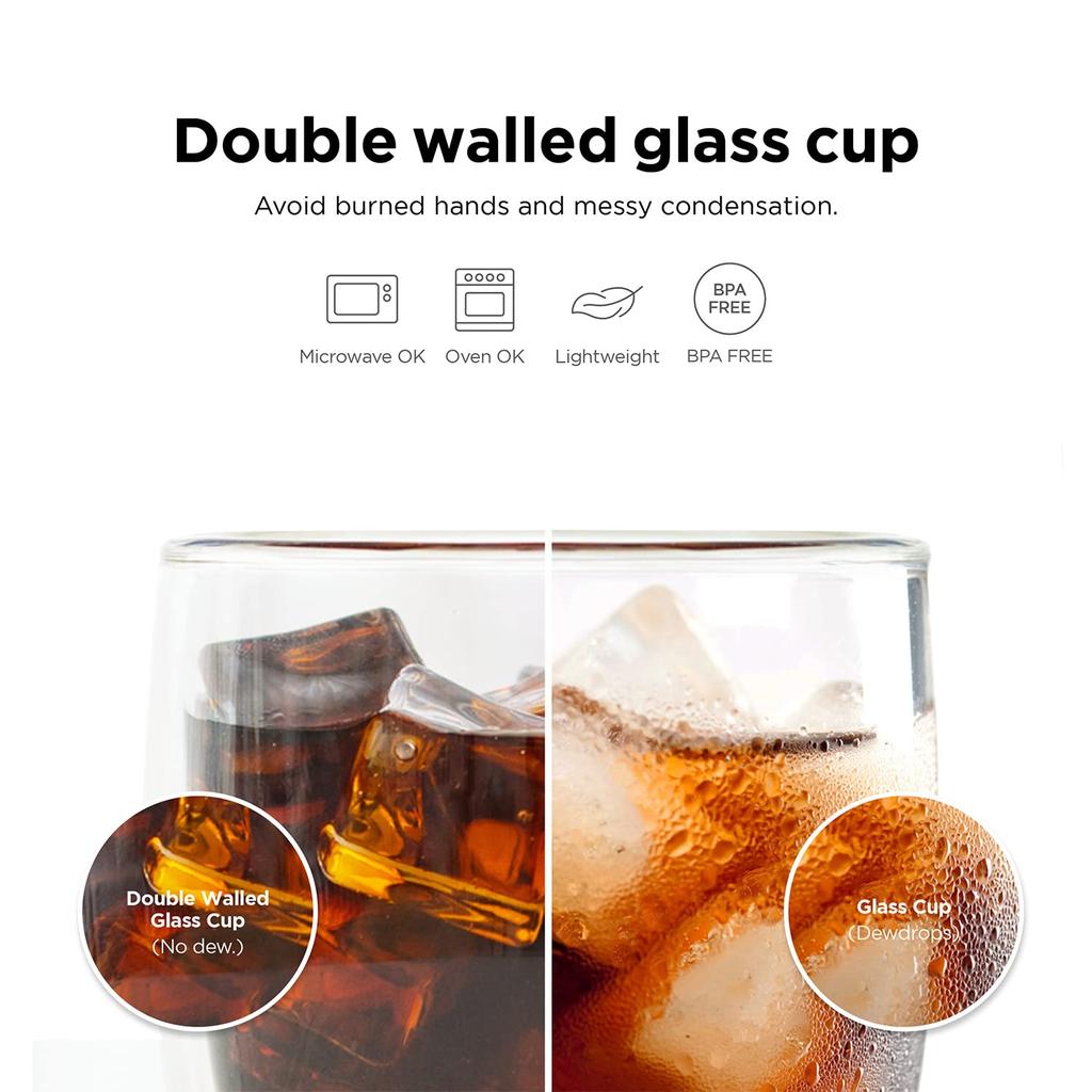 Mug Heat Resistant Glass Pair Cup Set Double Layered Heat Retention Cold Insulation Waterproof Stylish Coffee Cup Tea Cup DOUBLE WALLED GLASS CUPS