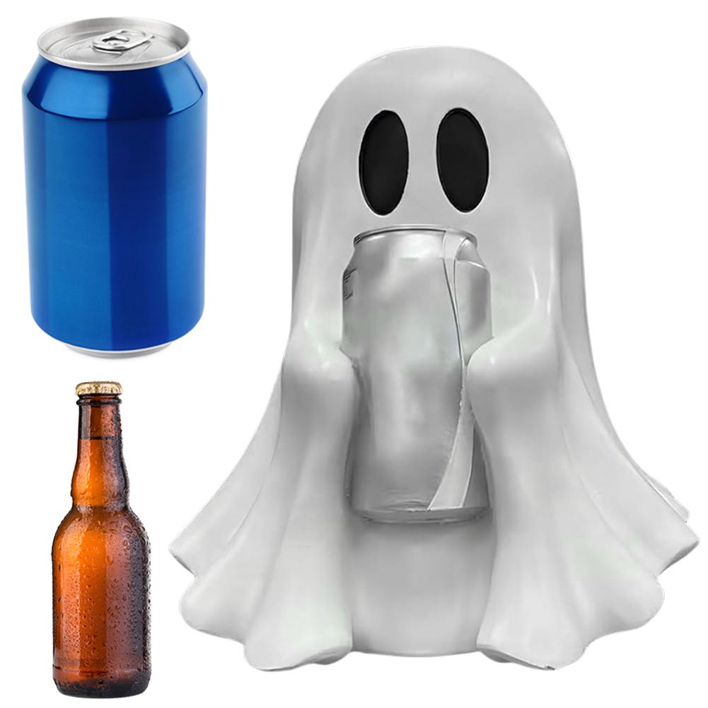 Ghost Drink Holder Halloween Ghost Can Holder for Coke Soda Spooky Cans Desktop Resin Ornament for Indoor Home Decor 15cm/25cm