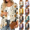 Cardigan décontracté léger ample à manches 3/4 imprimé pour femme pour Halloween