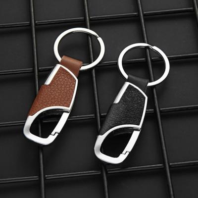 Key Chain Multipurpose Smooth Texture Ergonomic Reusable Electroplating Decorative Faux Leather Men Metal Car Hanging Key Ring Best Gift