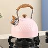 2.5 Quart Whistling Tea Kettle For Stove Top Food-grade Stainless Steel Silicone-coated Wood Handle Spout Cover Fast Heating
