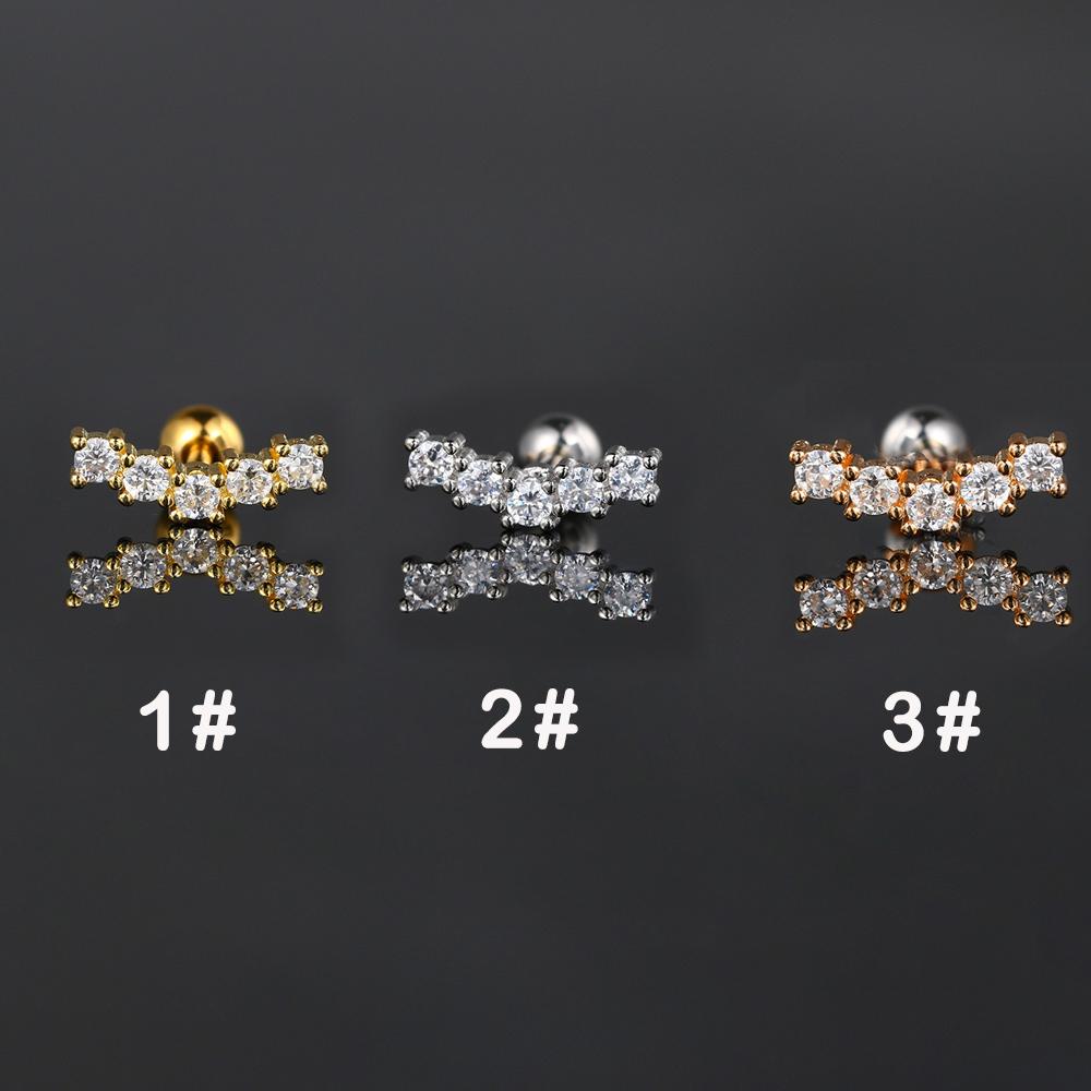 

Stainless Steel Piercing Earrings 1PC Star CZ Ear Stud Piercing Earrings for Women Helix Cartilage Conch Rook Tragus Jewelry 1-gold color
