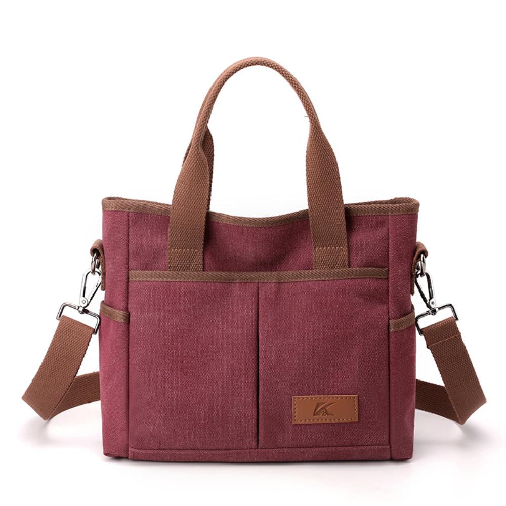 Korean Minimalist Large Canvas Women Crossbody Bag, Durable Washable Versatile Handbag For Office Commute School Life And Weekend Shopping Activities