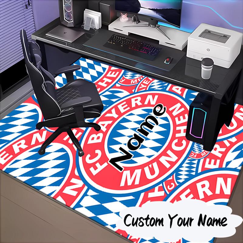 Custom Name Bayern Crest Rug for Living Room, Game Rooms, Office, Bedroom, Floor Mat Playful Design, fan gifts Christmas decor
