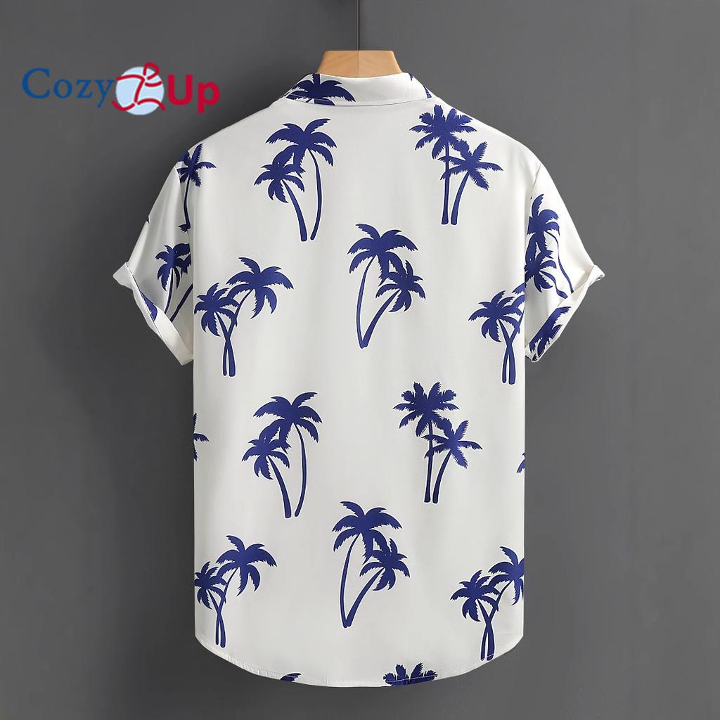 Men's Lake Blue Striped Men's Short Sleeve Shirt Men's Shirt Summer 2025 New