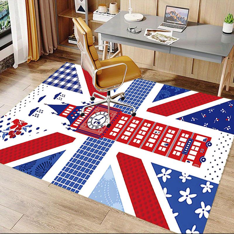 1PC Union Jack Big Ben Non-Slip Floor Carpet Compatible for Office&Living Room&Dining Room - Flat-Weave Machine- Soft & Pattern-E268