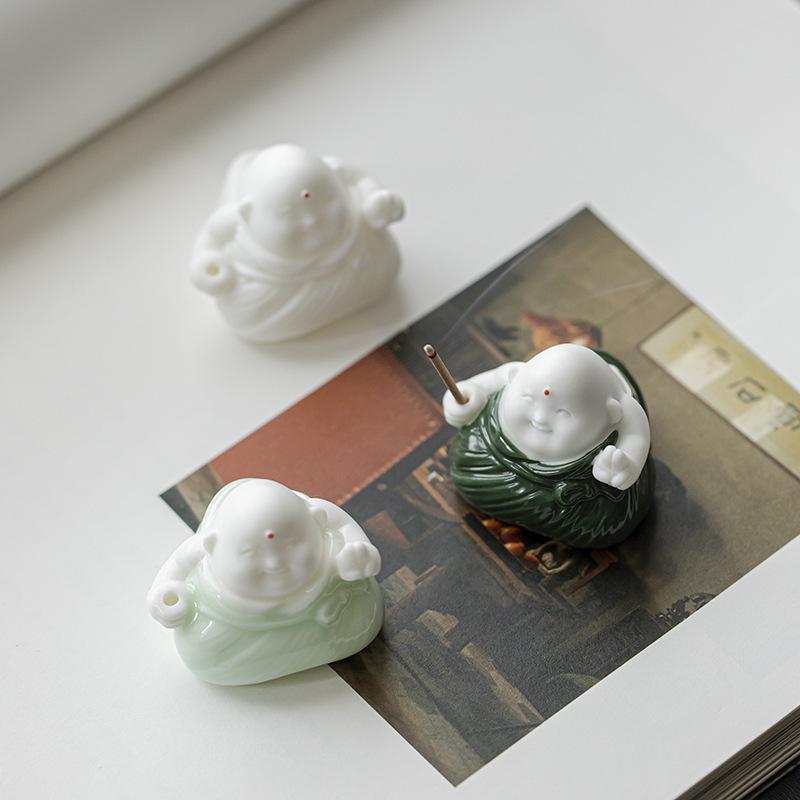 Creative Zongzi Ceramic Incense Holder - Indoor Incense Burner and Dragon Boat Festival Ornament Souvenir.