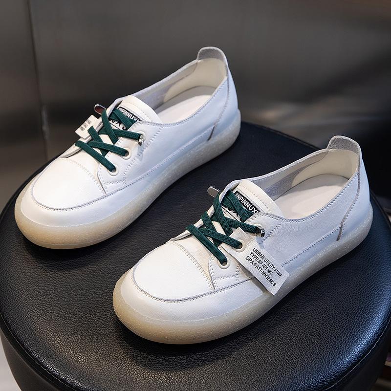 

Spring 2025 new little white shoes women s casual flat-bottomed running sports single shoes women s shallow mouth versatile leather women s shoes 40 бежевый
