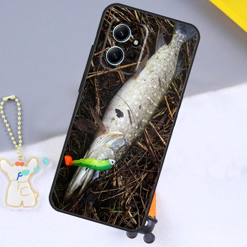 Pike Fish Fishing Bait Case For Xiaomi Redmi Note 13 9 10 11 12 14 15 Pro Plus Cover For Redmi 15 C 14C 10C 12C 13C