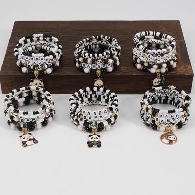 Bohemian Panda Handgefertigtes Perlenarmband-Set - 5 Stück