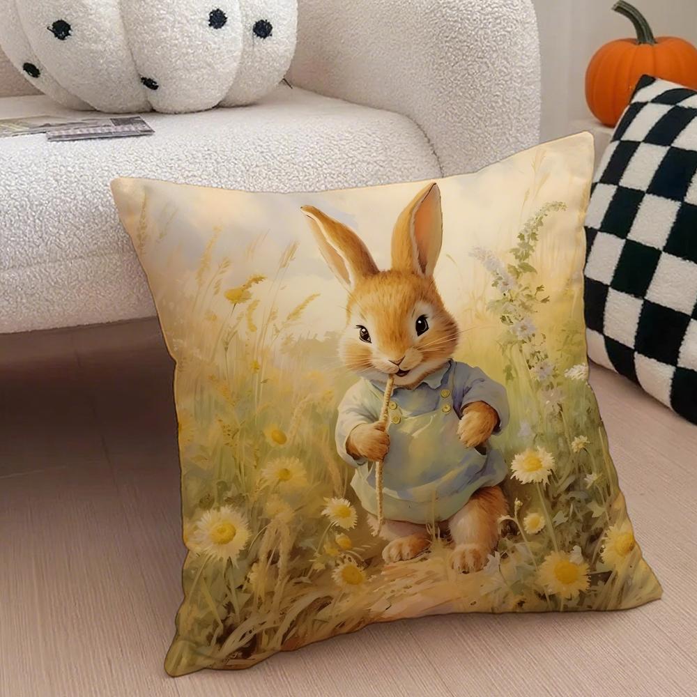 Classic Cute British PPeter Rabbit Cushion Cover Throw Pillow Cover Hidden Button Durable Polyester Chair Cushion