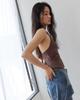 INSEOWL Halter Stud Blouse - Brown
